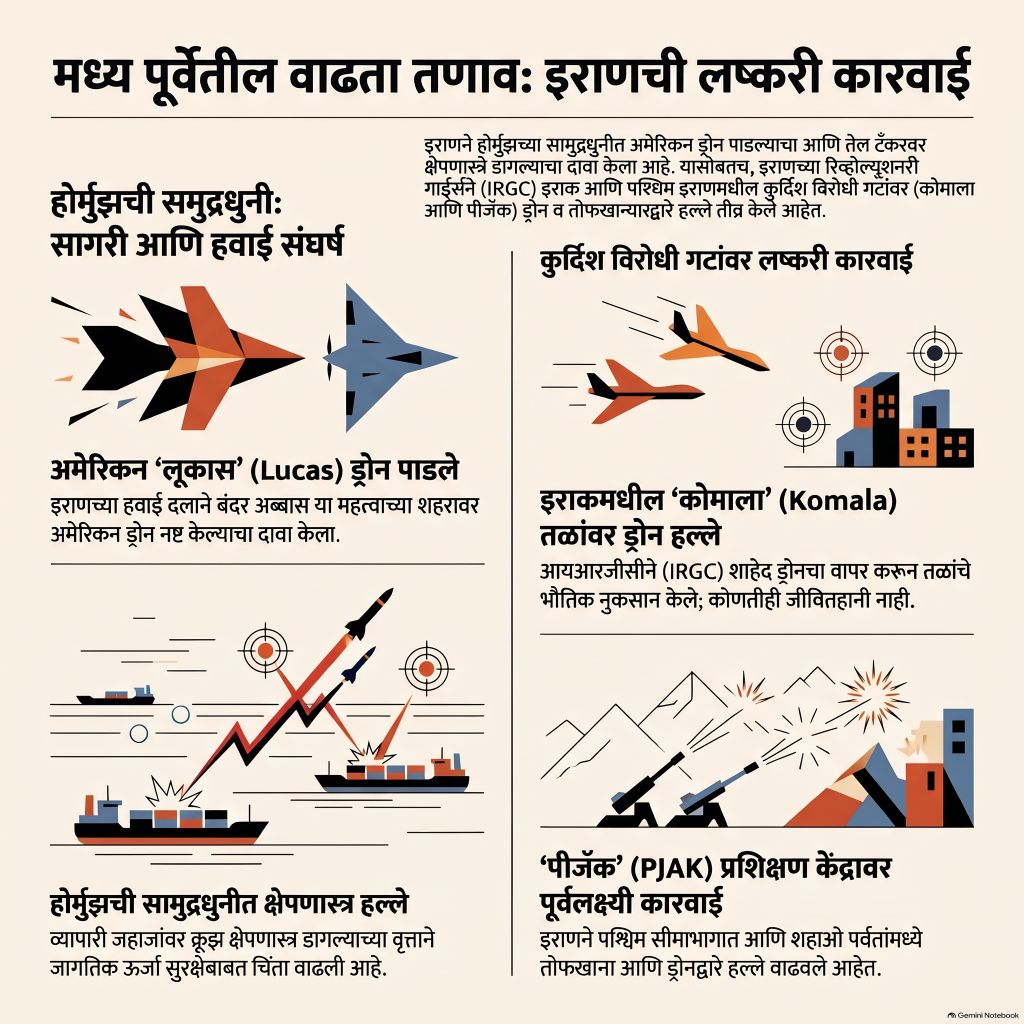 अमेरिकेचा अत्याधुनिक ल्युकास ड्रोन इराणने आकाशातच उडवला! बंदर अब्बासवर थेट प्रहार, युद्धाचा भडका!